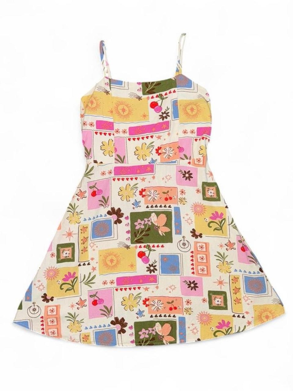 Monteau Los Angeles Summer Spring Colorful Print Women's Short Mini Dress Small